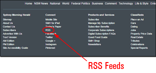 Many digital publishers and leading online media publications contain an RSS feed section