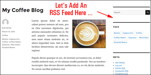 Add an RSS feed to the WordPress sidebar navigation area