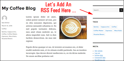 Add content from an RSS feed to the WordPress sidebar navigation area