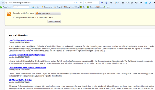 Feed items displayed with a Firefox web browser