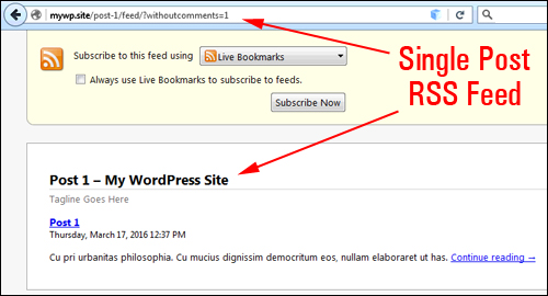 Single Post RSS Feed