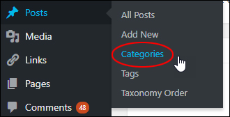Posts > Categories menu