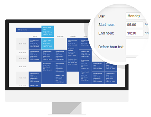 Built-In Schedule (Timetable) Manager - MediCenter Theme