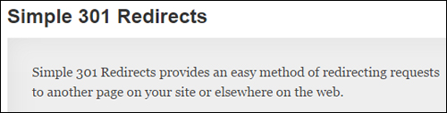 WP plugin Simple 301 Redirects