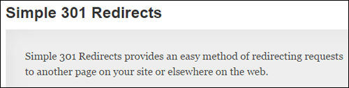 WordPress plugin Simple 301 Redirects