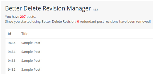 Better Delete Revision - Posts revisions list