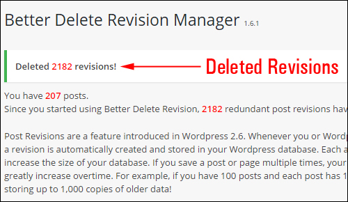 Post revisions list deleted - Better Delete Revision Manager