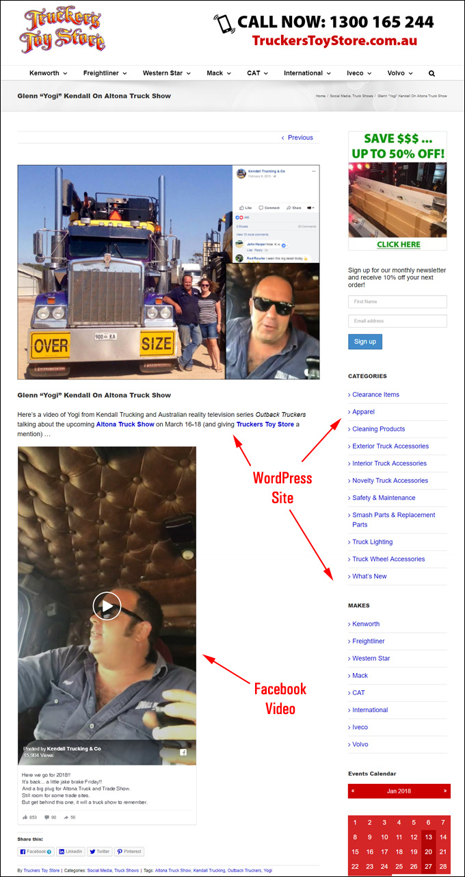 Facebook video embedded in your WordPress post or page