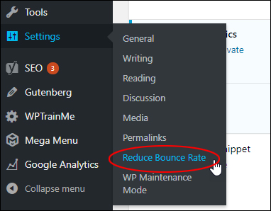 Settings Menu: Reduce Bounce Rate