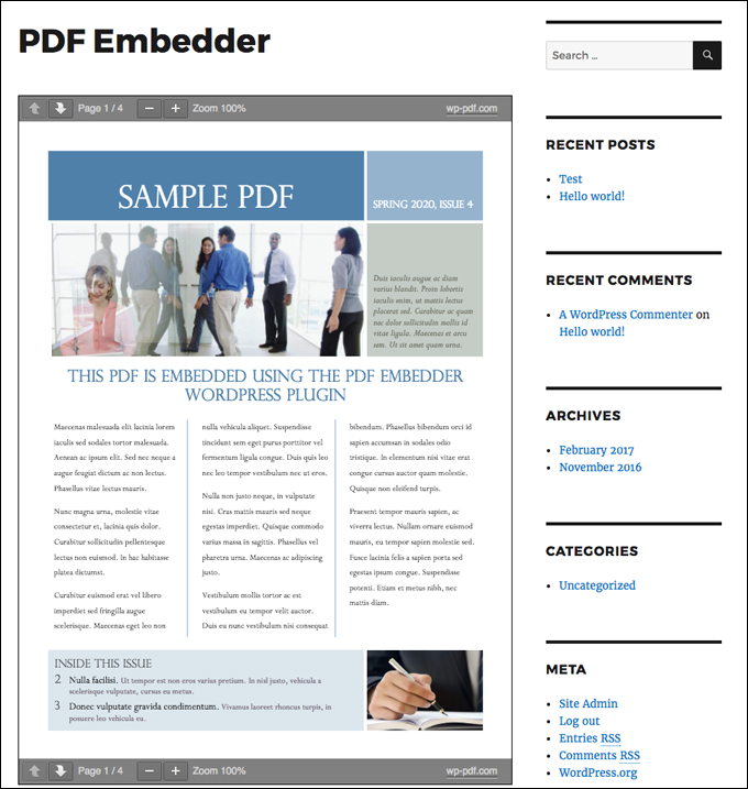 PDF Embedder lets you embed PDFs into your content