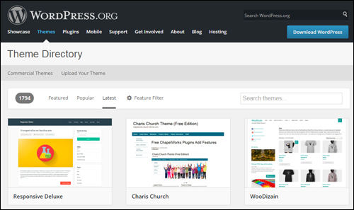 WordPress free themes directory