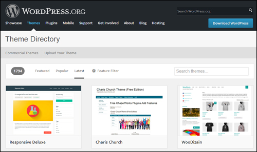 WordPress themes directory