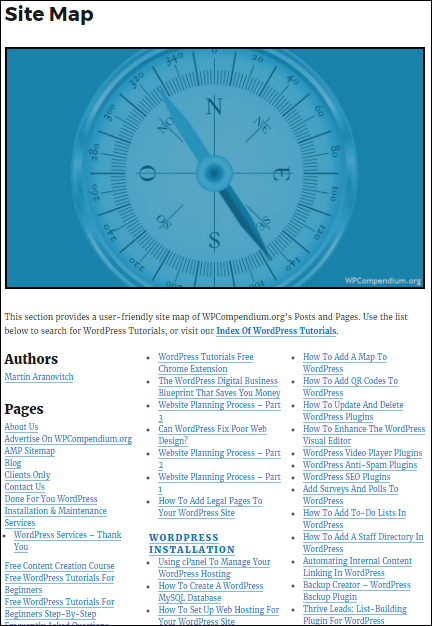 WordPress Tutorials Site Map