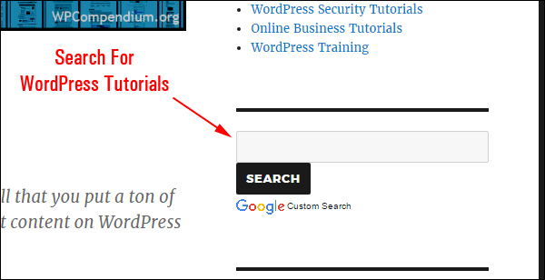 Search for free WordPress tutorials in the sidebar