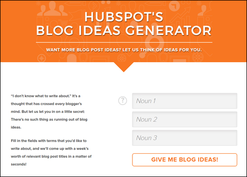 Hubspot's Blog Ideas Generator