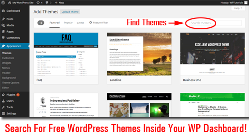 Find Free WordPress Themes Inside Your Own WordPress Dashboard!