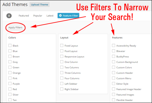 Use WP Theme Feature Filter