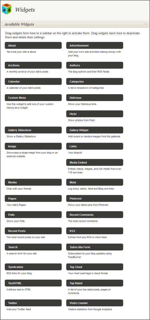 Installing plugins can sometimes add new widgets to your Widgets admin area!