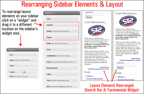 Rearranging sidebar elements using widgets can help improve your site's visitor experience