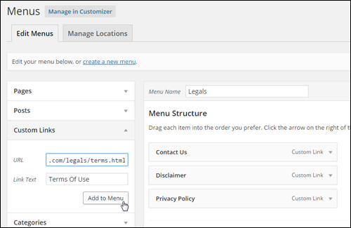 Custom WordPress Menu Feature