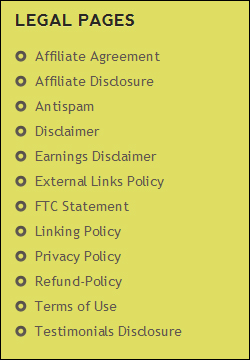 Display links to legal information on all of your website's pages