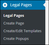 WP Legal Pages Plugin - Menu