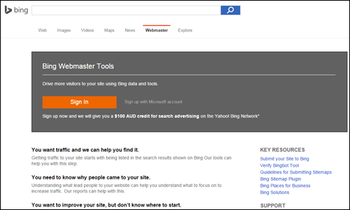 Bing Webmaster Tools