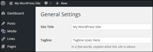 WordPress Settings - General Settings Section