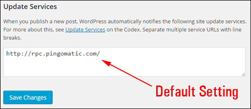 Writing Settings - WordPress Update Services