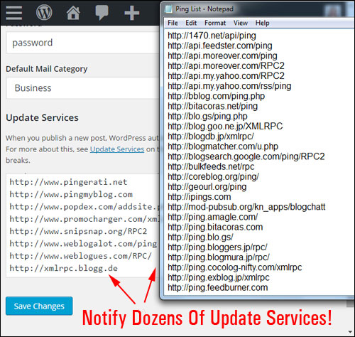 You can notify dozens of update services automatically!