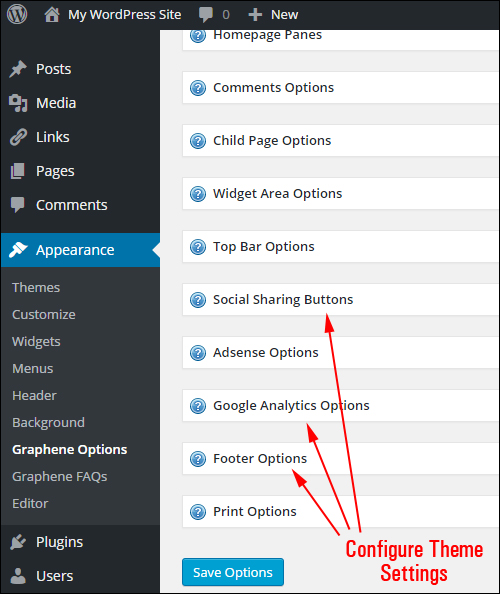 Many themes allow you to configure settings and options for improved traffic results