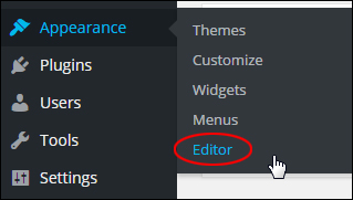 WordPress Theme Editor Menu