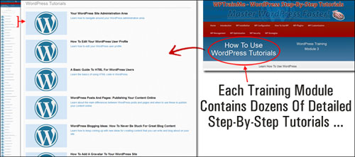 WPTrainMe's training modules are organized in logical order and each module contains dozens of detailed step-by-step tutorials!