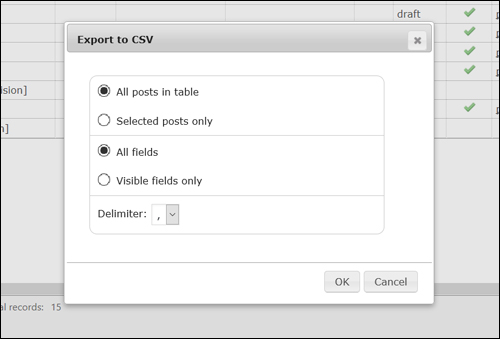 Export posts to a CSV file