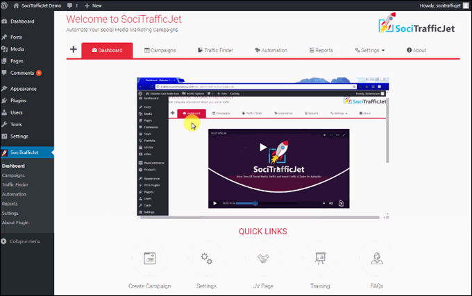 SociTrafficJet Dashboard