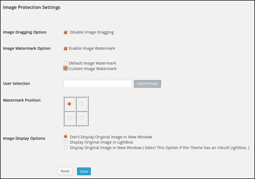 Smart Content Protector Pro - Image Protection Settings