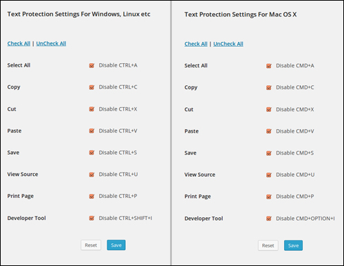 Smart Content Protector Pro - Text Protection Settings