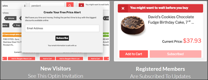InstaGenius creates free price alerts for your visitors