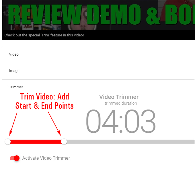 Affiliate Video Pro - Trimmer Feature