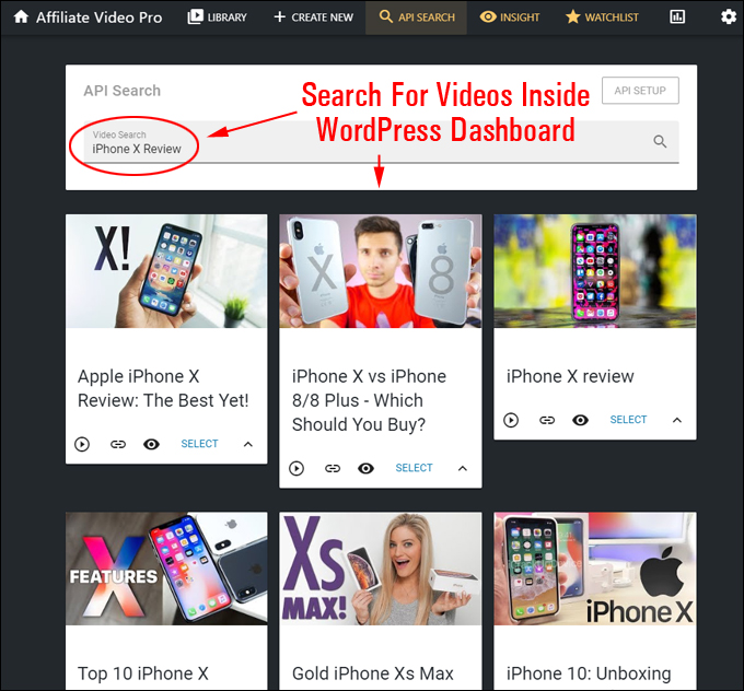 Affiliate Video Pro - Video Search Feature