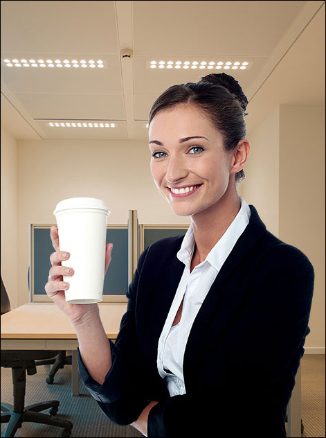 Office Worker With Cup Of Coffee