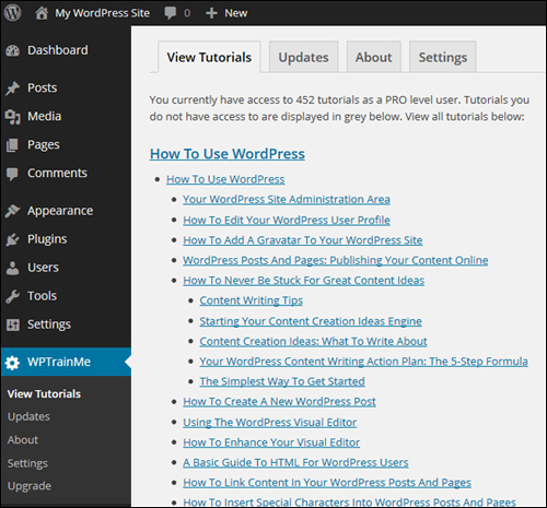 WPTrainMe - WordPress Tutorials Plugin