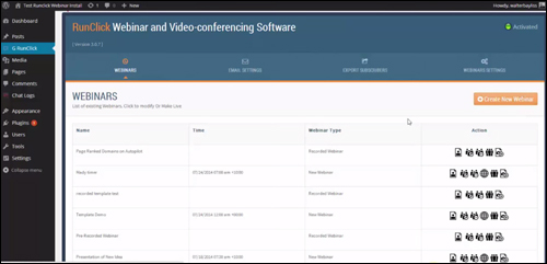 RunClick webinar and video conferencing software for WordPress