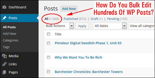How do you bulk edit hundreds of WordPress posts?