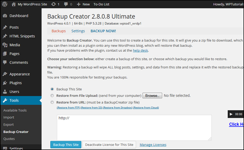 Backup Creator - Back Up, Duplicate & Keep Your WP Web Site Protected