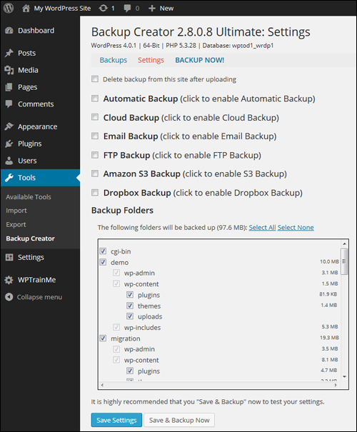 Backup Creator - Backup, Duplicate And Keep Your WP Site Protected