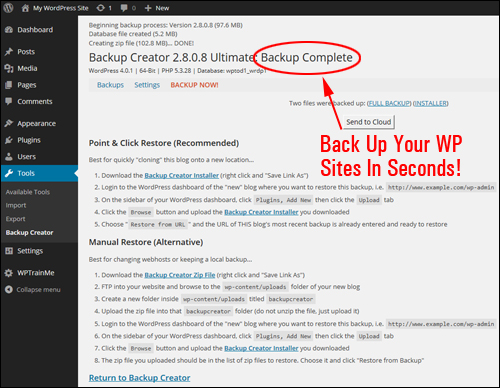 Backup Creator - Back Up, Duplicate And Protect Your WordPress Site