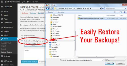 Backup Creator - Back Up, Duplicate And Protect Your WP Web Site