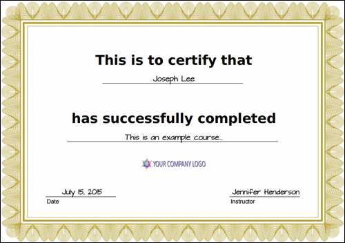 Customized certificates of completion