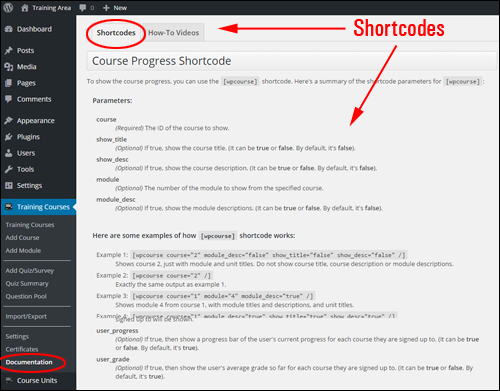 WPCourseware Documentation - Shortcodes